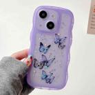 For iPhone 14 Wave Edge Butterfly TPU Hybrid PC Phone Case(Purple) - 1