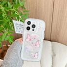 For iPhone 13 Wave Edge Butterfly TPU Hybrid PC Phone Case(White) - 1
