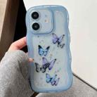 For iPhone 12 Wave Edge Butterfly TPU Hybrid PC Phone Case(Blue) - 1