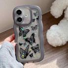 For iPhone 16 Wave Edge Butterfly TPU Hybrid PC Phone Case(Black) - 1