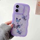 For iPhone 16 Wave Edge Butterfly TPU Hybrid PC Phone Case(Purple) - 1