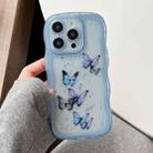 For iPhone 16 Pro Wave Edge Butterfly TPU Hybrid PC Phone Case(Blue) - 1