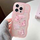 For iPhone 16 Pro Wave Edge Butterfly TPU Hybrid PC Phone Case(Pink) - 1