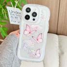 For iPhone 16 Pro Wave Edge Butterfly TPU Hybrid PC Phone Case(White) - 1