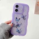 For iPhone 16 Plus Wave Edge Butterfly TPU Hybrid PC Phone Case(Purple) - 1