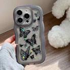 For iPhone 16 Pro Max Wave Edge Butterfly TPU Hybrid PC Phone Case(Black) - 1