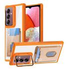 For Samsung Galaxy A14 4G Card Bag Holder Acrylic Hybrid TPU Phone Case(Orange) - 1