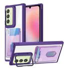 For Samsung Galaxy A24 Card Bag Holder Acrylic Hybrid TPU Phone Case(Purple) - 1