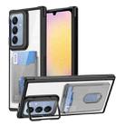 For Samsung Galaxy A25 Global Card Bag Holder Acrylic Hybrid TPU Phone Case(Black) - 1