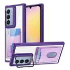 For Samsung Galaxy A25 Global Card Bag Holder Acrylic Hybrid TPU Phone Case(Purple) - 1