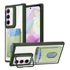 For Samsung Galaxy A35 Global Card Bag Holder Acrylic Hybrid TPU Phone Case(Green) - 1