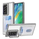 For Samsung Galaxy S21 FE 5G Card Bag Holder Acrylic Hybrid TPU Phone Case(White) - 1