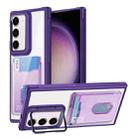 For Samsung Galaxy S23+ 5G Card Bag Holder Acrylic Hybrid TPU Phone Case(Purple) - 1