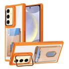 For Samsung Galaxy S24 FE 5G Card Bag Holder Acrylic Hybrid TPU Phone Case(Orange) - 1