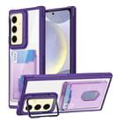 For Samsung Galaxy S24 FE 5G Card Bag Holder Acrylic Hybrid TPU Phone Case(Purple) - 1