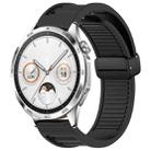 For Huawei Watch GT4 46mm 22mm Foldable Magnetic Buckle Silicone Watch Band(Black) - 1