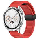 For Huawei Watch GT4 46mm 22mm Foldable Magnetic Buckle Silicone Watch Band(Red) - 1