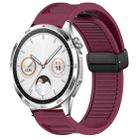 For Huawei Watch GT4 46mm 22mm Foldable Magnetic Buckle Silicone Watch Band(Wine Red) - 1