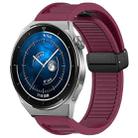 For Huawei Watch GT3 Pro 46mm 22mm Foldable Magnetic Buckle Silicone Watch Band(Wine Red) - 1