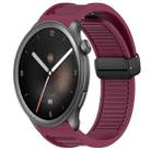 For Amazfit Balance 22mm Fold Magnetic Buckle Silicone Watch Band(Wine Red) - 1