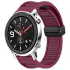 For Amazfit GTR 4 22mm Fold Magnetic Buckle Silicone Watch Band(Wine Red) - 1