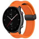 For Amazfit GTR 2e 22mm Fold Magnetic Buckle Silicone Watch Band(Orange) - 1