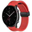 For Amazfit GTR 2e 22mm Fold Magnetic Buckle Silicone Watch Band(Red) - 1