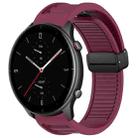 For Amazfit GTR 2e 22mm Fold Magnetic Buckle Silicone Watch Band(Wine Red) - 1