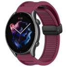 For Amazfit 3 22mm Fold Magnetic Buckle Silicone Watch Band(Wine Red) - 1