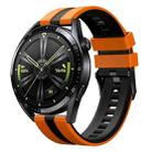 For Huawei Watch GT4 46mm 22mm Two Color Sports Silicone Watch Band(Orange+Black) - 1