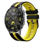 For Huawei Watch GT4 46mm 22mm Two Color Sports Silicone Watch Band(Black+Yellow) - 1