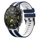 For Huawei Watch GT4 46mm 22mm Two Color Sports Silicone Watch Band(Blue+White) - 1