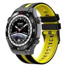 For Huawei Watch Ultimate 22mm Two Color Sports Silicone Watch Band(Black+Yellow) - 1