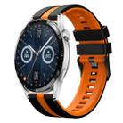 For Huawei Watch GT3 46mm 22mm Two Color Sports Silicone Watch Band(Black+Orange) - 1