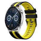 For Huawei Watch GT3 46mm 22mm Two Color Sports Silicone Watch Band(Black+Yellow) - 1