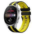 For Huawei Watch 3 Pro 22mm Two Color Sports Silicone Watch Band(Black+Yellow) - 1