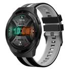 For Huawei Watch GT 2E 22mm Two Color Sports Silicone Watch Band(Black+Grey) - 1