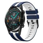 For Huawei GT2 46mm 22mm Two Color Sports Silicone Watch Band(Blue+White) - 1