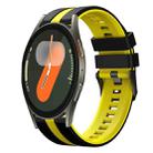 For Samsung Galaxy Watch 7 44mm 20mm Two Color Sports Silicone Watch Band(Black+Yellow) - 1