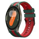 For Samsung Galaxy Watch 7 44mm 20mm Two Color Sports Silicone Watch Band(Green+Red) - 1