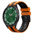 For Samsung Galaxy Watch 6 Classic 47mm 20mm Two Color Sports Silicone Watch Band(Orange+Black) - 1