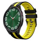 For Samsung Galaxy Watch 6 Classic 43mm 20mm Two Color Sports Silicone Watch Band(Black+Yellow) - 1
