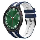 For Samsung Galaxy Watch 6 Classic 43mm 20mm Two Color Sports Silicone Watch Band(Blue+White) - 1