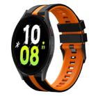 For Samsung Galaxy Watch 5  44mm 20mm Two Color Sports Silicone Watch Band(Black+Orange) - 1