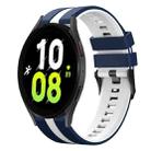 For Samsung Galaxy Watch 5  44mm 20mm Two Color Sports Silicone Watch Band(Blue+White) - 1