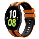 For Samsung Galaxy Watch 5  40mm 20mm Two Color Sports Silicone Watch Band(Orange+Black) - 1