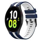 For Samsung Galaxy Watch 5  40mm 20mm Two Color Sports Silicone Watch Band(Blue+White) - 1