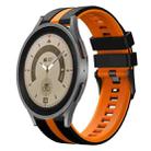 For Samsung Galaxy Watch 5 Pro  45mm 20mm Two Color Sports Silicone Watch Band(Black+Orange) - 1