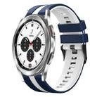 For Samsung  Galaxy Watch 4 Classic 42mm 20mm Two Color Sports Silicone Watch Band(Blue+White) - 1