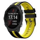 For Garmin Forerunner 245 Music 20mm Two Color Sports Silicone Watch Band(Black+Yellow) - 1